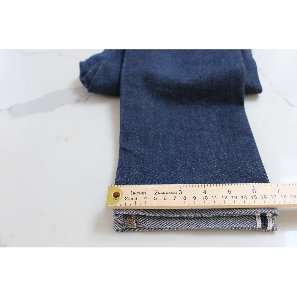 Uniqlo Selvedge Jeans Mens 32 Dark Indigo Slim Straight Red Line Denim - Picture 7 of 14